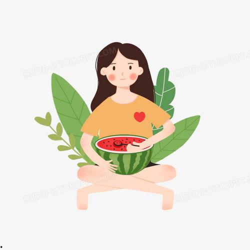 吃瓜女孩头像手绘,夏日炎炎，瓜味十足